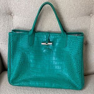 Longchamp Roseau croc embossed handbag